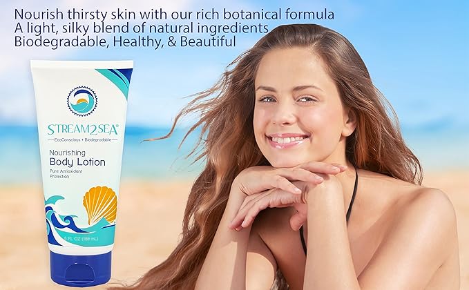 STREAM 2 SEA Nourishing Body Lotion For After Sun Dry Skin, 3 Pack 1 Fl oz Vitamin E, Squalane Reef Safe and Paraben Free Moisturizing Body Lotion For Women, Nourishing Sunburn Skin Care