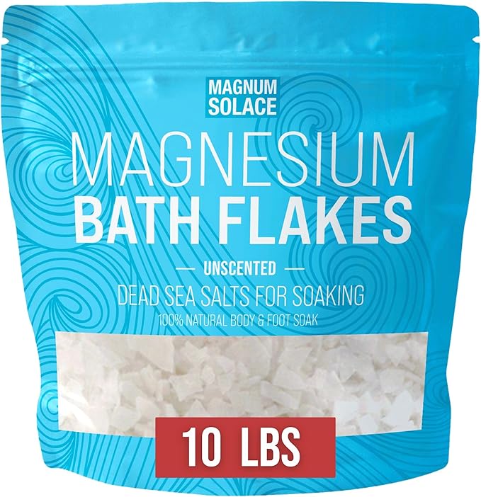 Magnesium Flakes for Bath - Magnesium Chloride Flakes - Dead Sea Salts for Soaking, 10 LBS