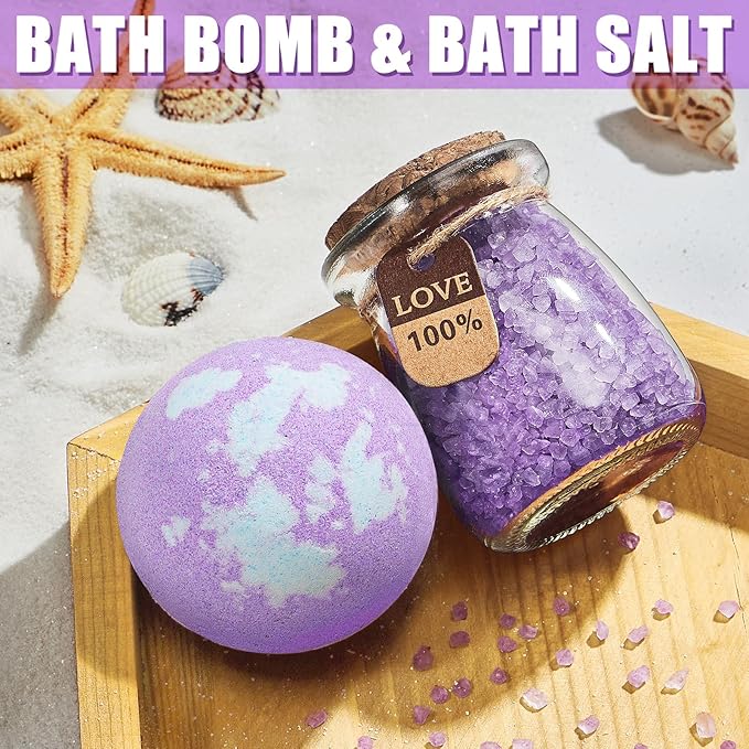 MAYICIVO 10PCS Relaxing Spa Gift Basket for Women, Lavender Self Care Gifts, Birthday, Christmas, Valentine's Day Gifts for Her