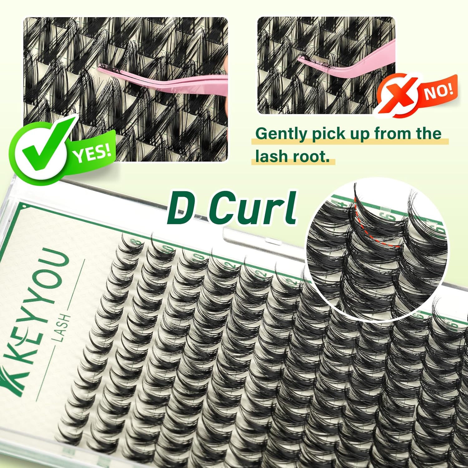 KEYYOULASH Lash Clusters Manga Lash Extension D Curl 144pcs 8-18mm Wispy Eyelash Clusters Natural Volume Eyelash Extensions Individual Lashes DIY at Home(KY08,D-8-18MIX)
