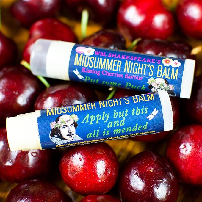 Shakespeare's Midsummer Night's Lip Balm Tube, Cherry Flavored - Cruelty-Free and Made in the USA from Natural and Imported Ingredients