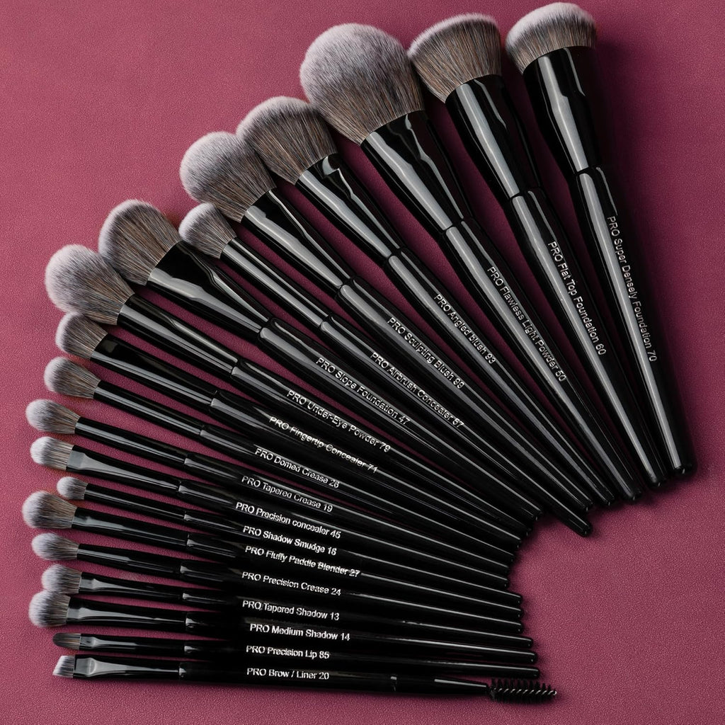 Bueart Design 19Pcs Professional Grade Labeled Makeup Brushes Set, Large Foundation Powder Contour Concealer eyeshadow Blush EyeLiner Make up Brushes,Premium Synthetic hair,Vegan Cruelty-free