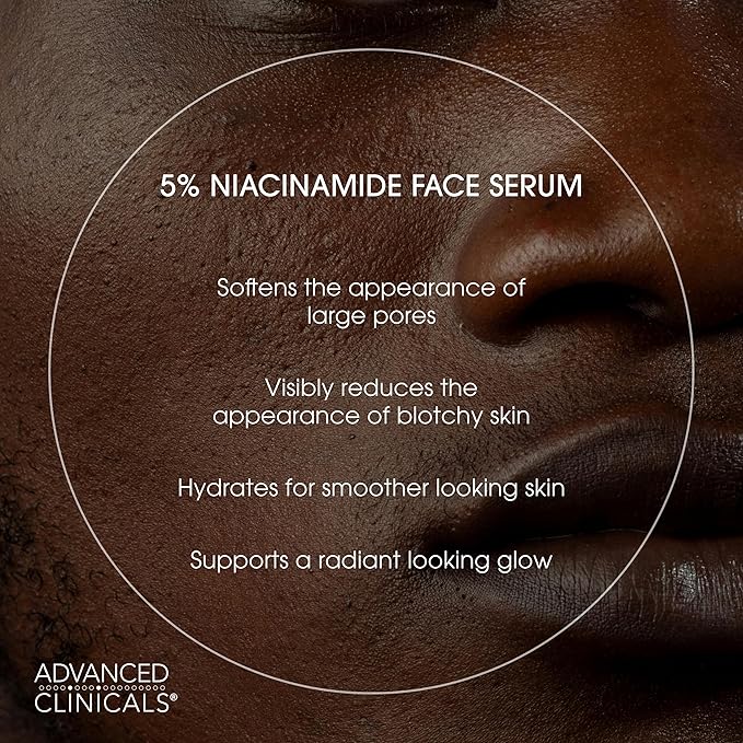 Advanced Clinicals Niacinamide Serum | 5% Niacinamide Serum For Face With Hyaluronic Acid, Ferulic Acid, Aloe Vera, & Fruit Extracts Helps Improve Look Of Dark Spots & Uneven Skin Tone, 1.75 Fl Oz