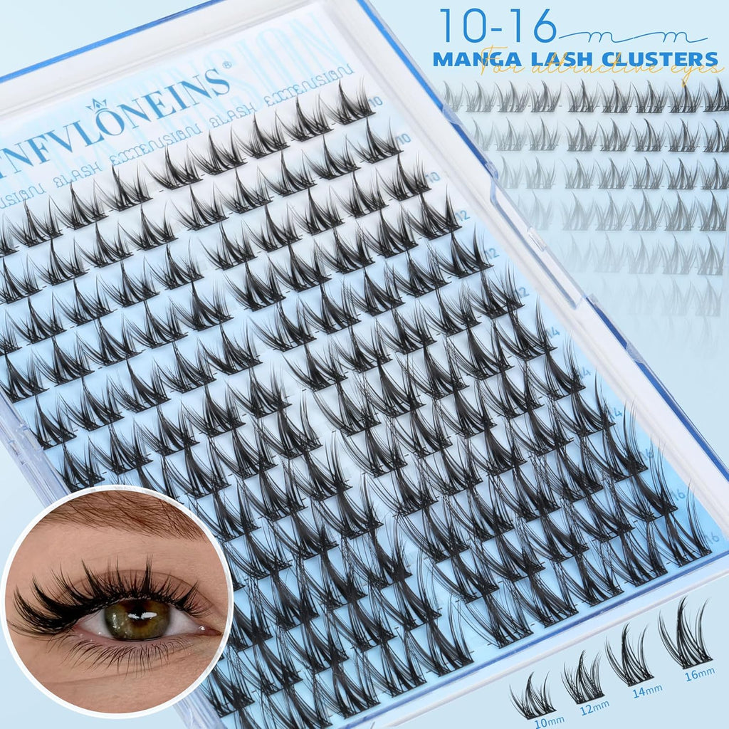 TNFVLONEINS Manga Lash Clusters Wispy Cluster Eyelash Extensions Natural Eyelash Clusters with Spikes Individual Lashes Clusters Fairy Lash Extension Anime Eye Lash Cluster Lashes