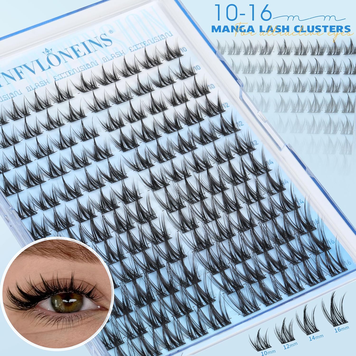 TNFVLONEINS Manga Lash Clusters Wispy Cluster Eyelash Extensions Natural Eyelash Clusters with Spikes Individual Lashes Clusters Fairy Lash Extension Anime Eye Lash Cluster Lashes