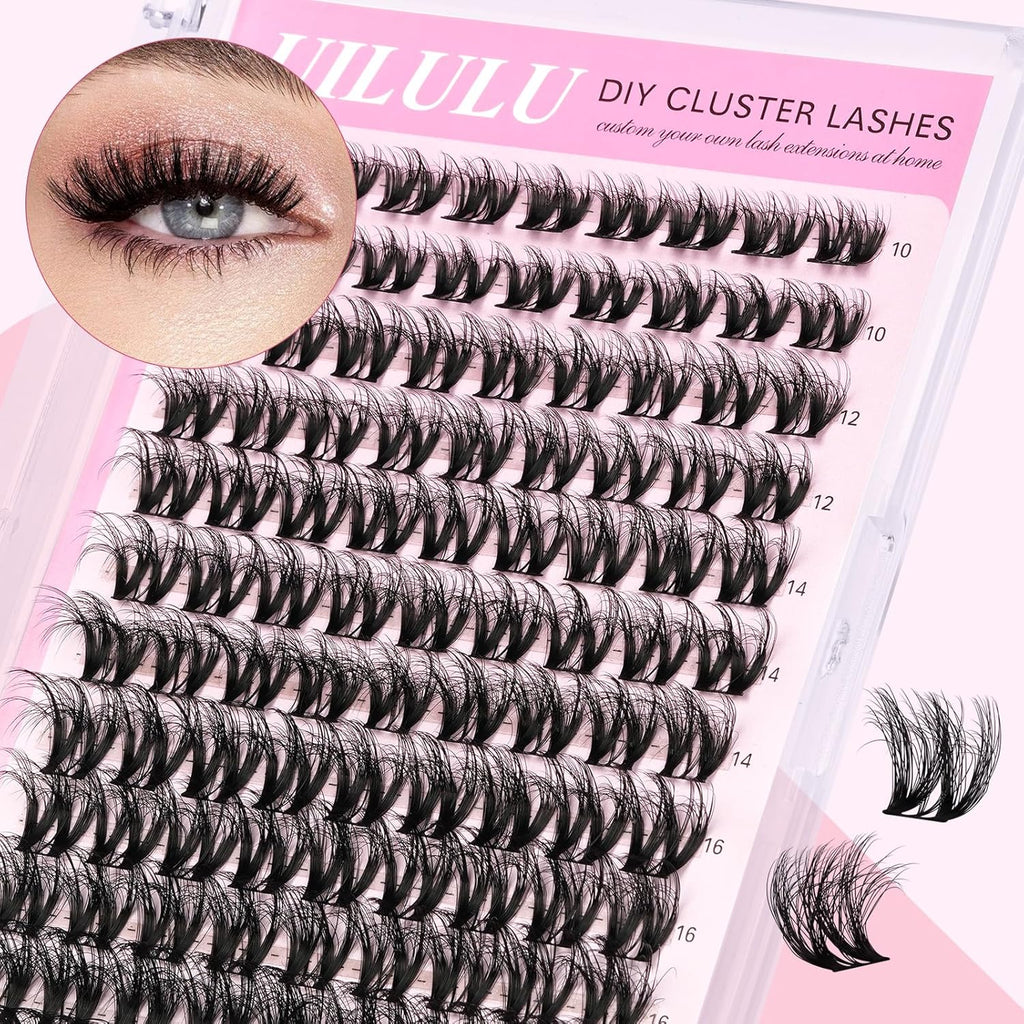 Lash Clusters kit 10-18mm DIY Lash Extension Kit 108 D Curl Fluffy Lashes Clusters 0.07D Individual Lashes Clusters False Eyelashes Natural Eye Lash Kits Extensions Kit