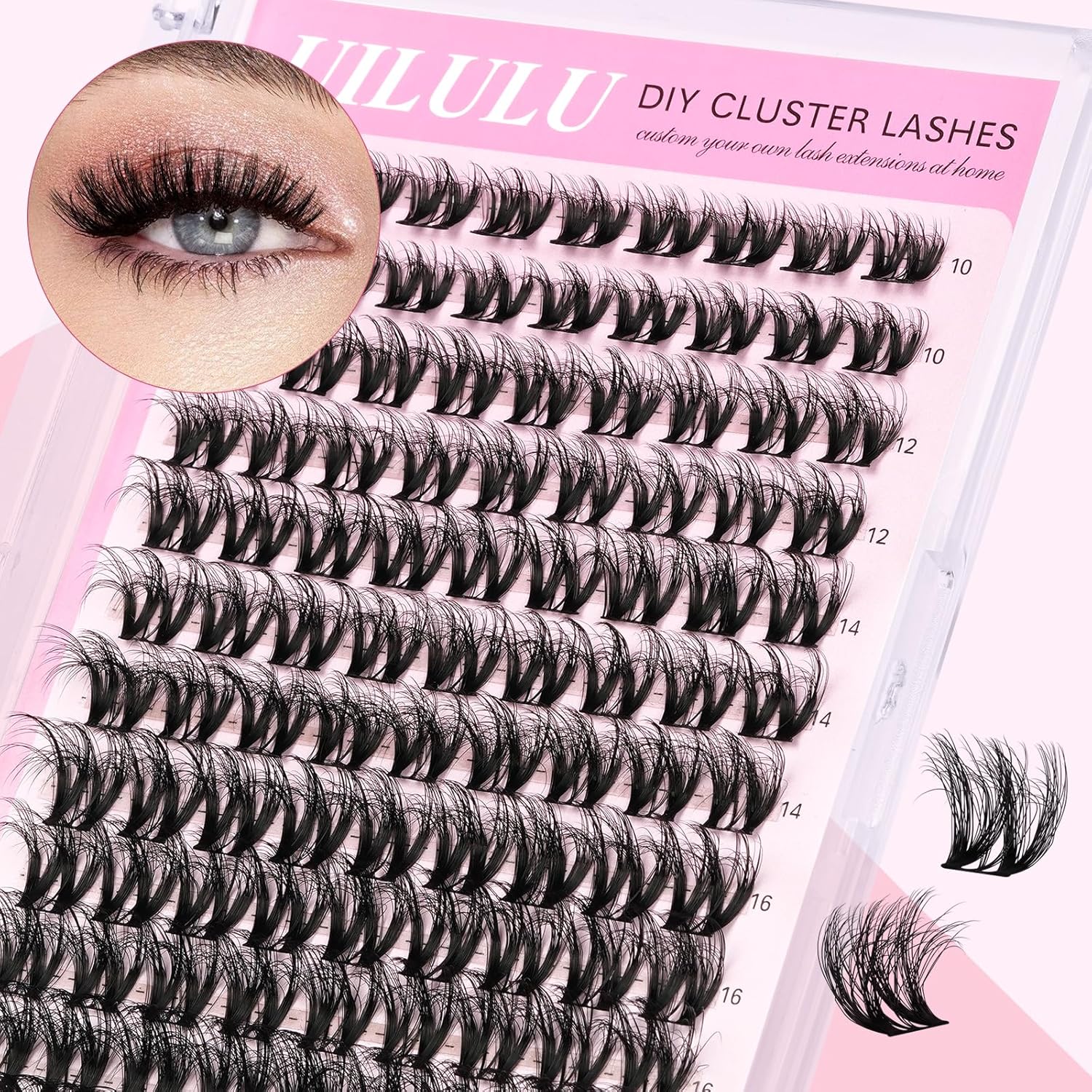 Lash Clusters kit 10-18mm DIY Lash Extension Kit 108 D Curl Fluffy Lashes Clusters 0.07D Individual Lashes Clusters False Eyelashes Natural Eye Lash Kits Extensions Kit