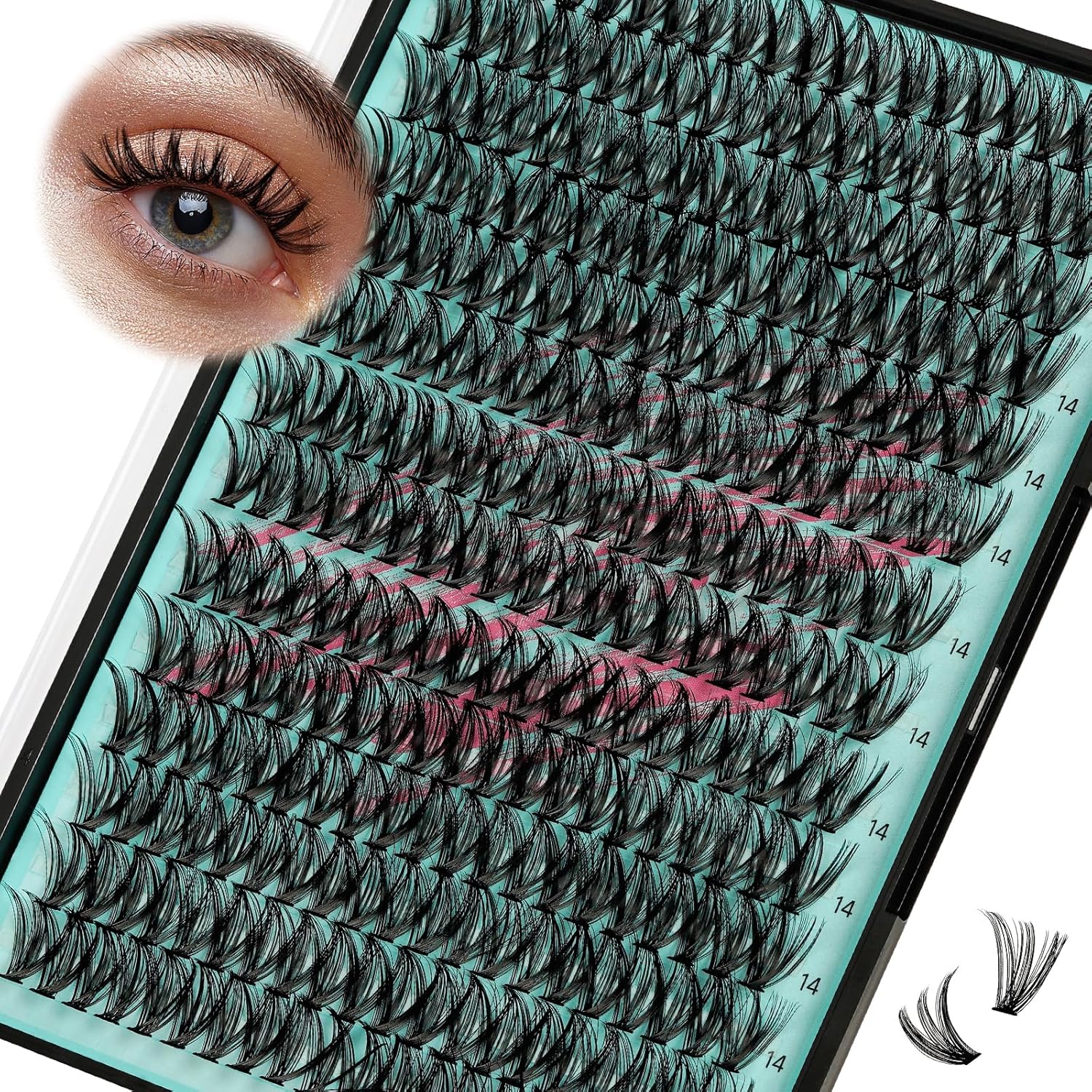 Lash Clusters Wispy 280PCS Eyelash Extension 40D Cluster Lashes Individual Lashes DIY Lash Extension Natural Look Cluster Eyelash Extensions Soft False Eyelashes at Home for Beginners(14mm)
