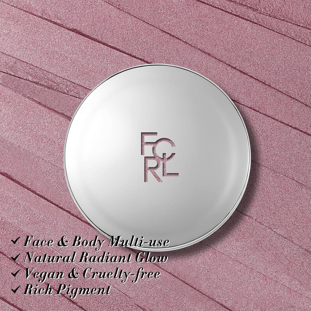 FOCALLURE Shimmer Face Highlighter Makeup Powder, Gel to Powder Glow Finish, Leaving a Lightweight & Healthy Radiance, Long Lasting Luminous Face Body Highlighter Makeup,PK01 Pinkish Galaxy