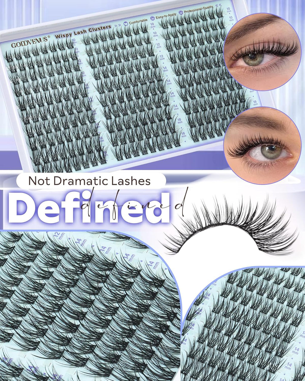 Wispy Lash Clusters Kit Eyelash Clusters Natural Cluster Eyelash Extensions Kit 10-16mm CC Curve Lash Extension Kit For DIY