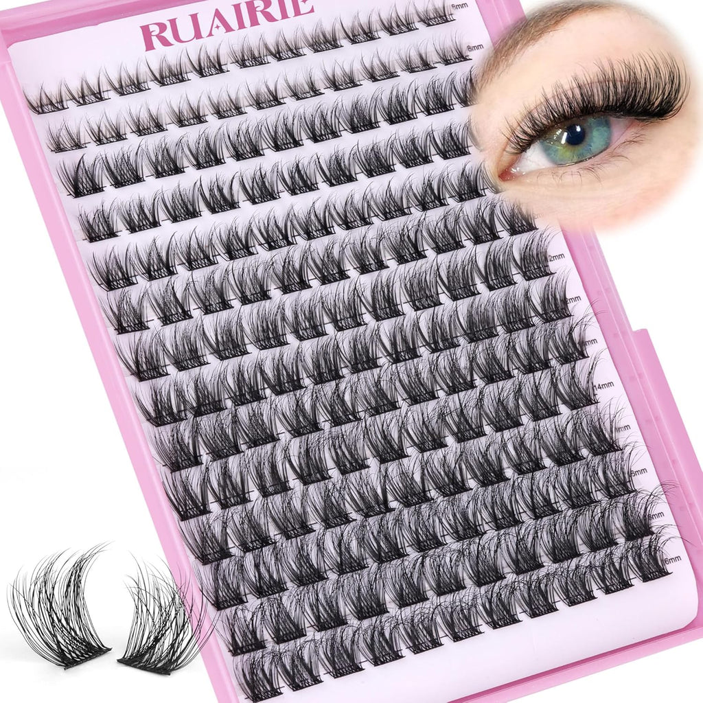 Ruairie Lash Clusters Wispy Eyelash Cluster Eyelash Extensions 154pcs Full Volume Cluster Lashes 8-16MM D-Curly Individual Lashes DIY Lash Extensions Natural Eye Lash Clusters
