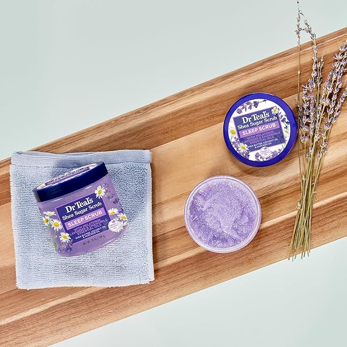 Dr Teal's Shea Sugar Body Scrub, Daytime/Nighttime with Vitamin C and Sleep Blend, 19 oz (Pack of 2)