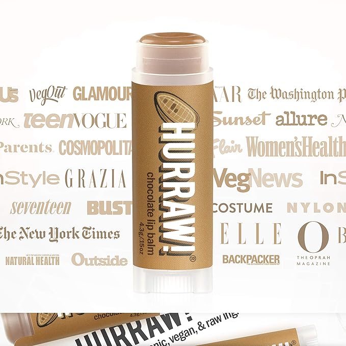 Hurraw! Chocolate Lip Balm, 2 Pack: Organic, Certified Vegan, Cruelty and Gluten Free. Non-GMO, 100% Natural Ingredients. Bee, Shea, Soy and Palm Free. Made in USA