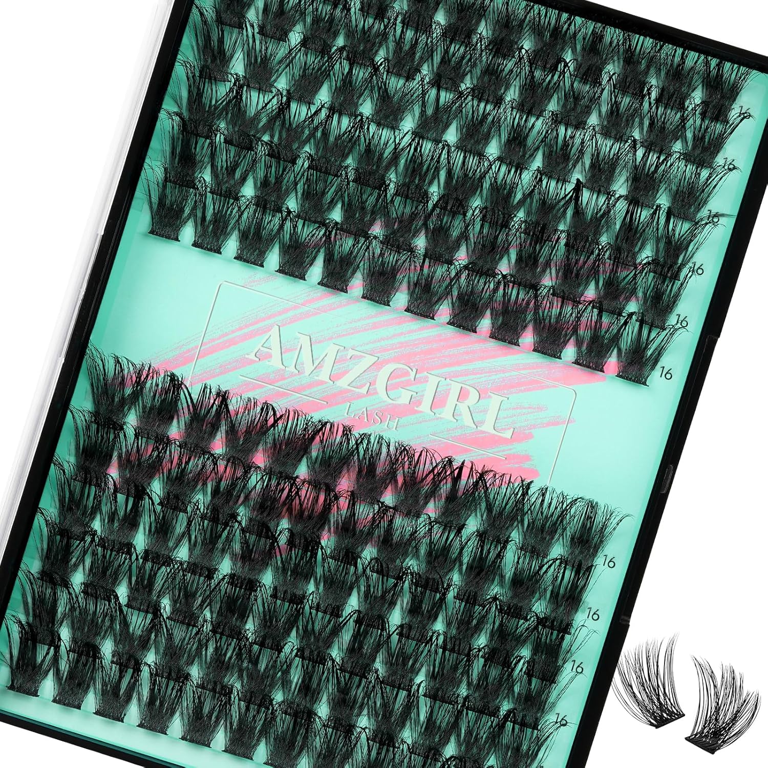 Wispy Lash Clusters Eyelash Extensions 144pcs Individual Lashes Cluster 16mm D Curl Fake Eyelash with Thin Band DIY Cluster Lashes At Home For Beginners (D-16mm)