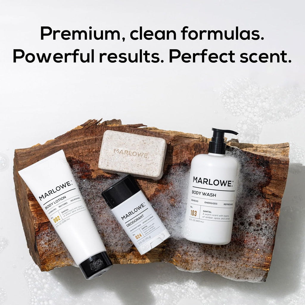 MARLOWE. No. 103 Body Wash 15 oz Pump, Santal, Energizing & Refreshing Shower Gel, Willow Bark & Green Tea Extracts, Cleanses, Moisturizes, Smooths & Nourishes, Warm Amber, Spice & Citron Scent