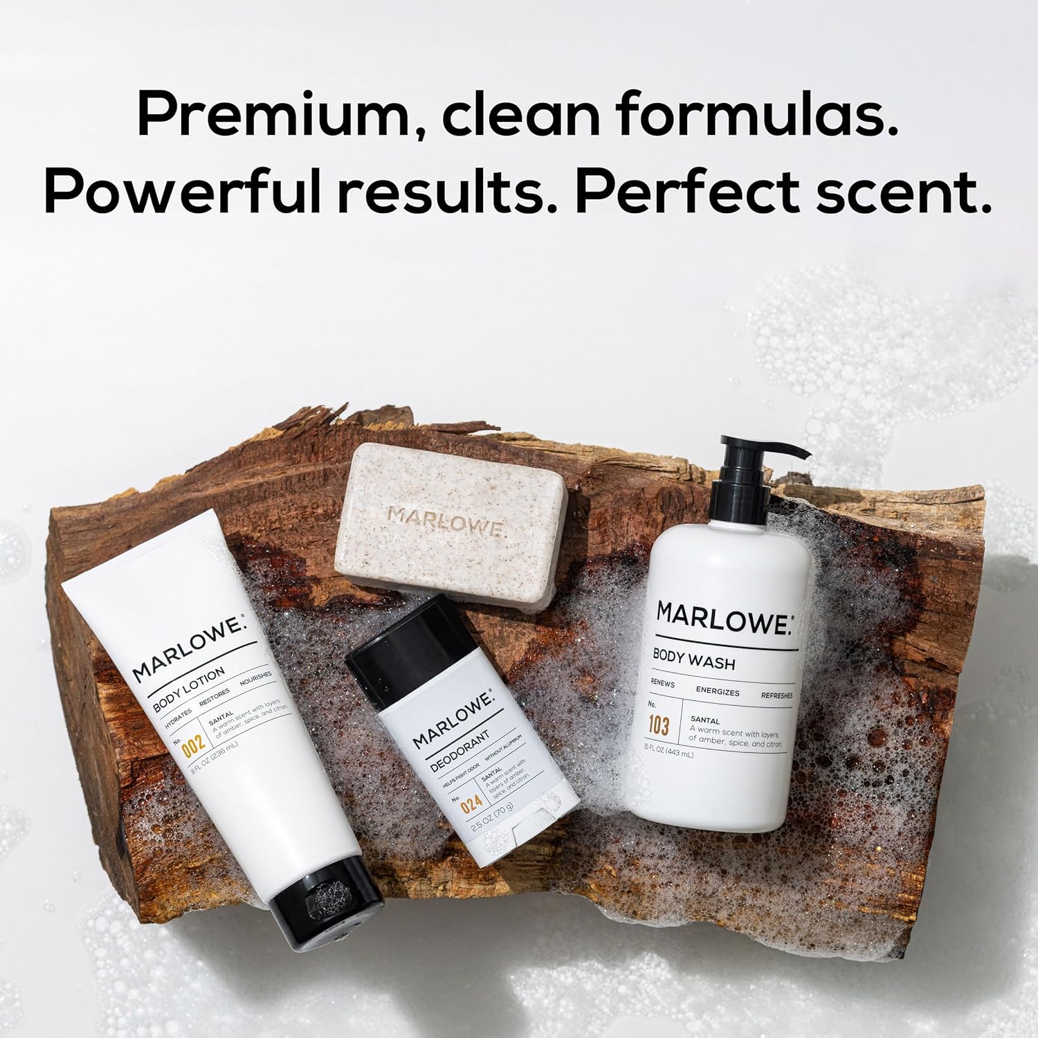 MARLOWE. No. 103 Body Wash 15 oz Pump, Santal, Energizing & Refreshing Shower Gel, Willow Bark & Green Tea Extracts, Cleanses, Moisturizes, Smooths & Nourishes, Warm Amber, Spice & Citron Scent