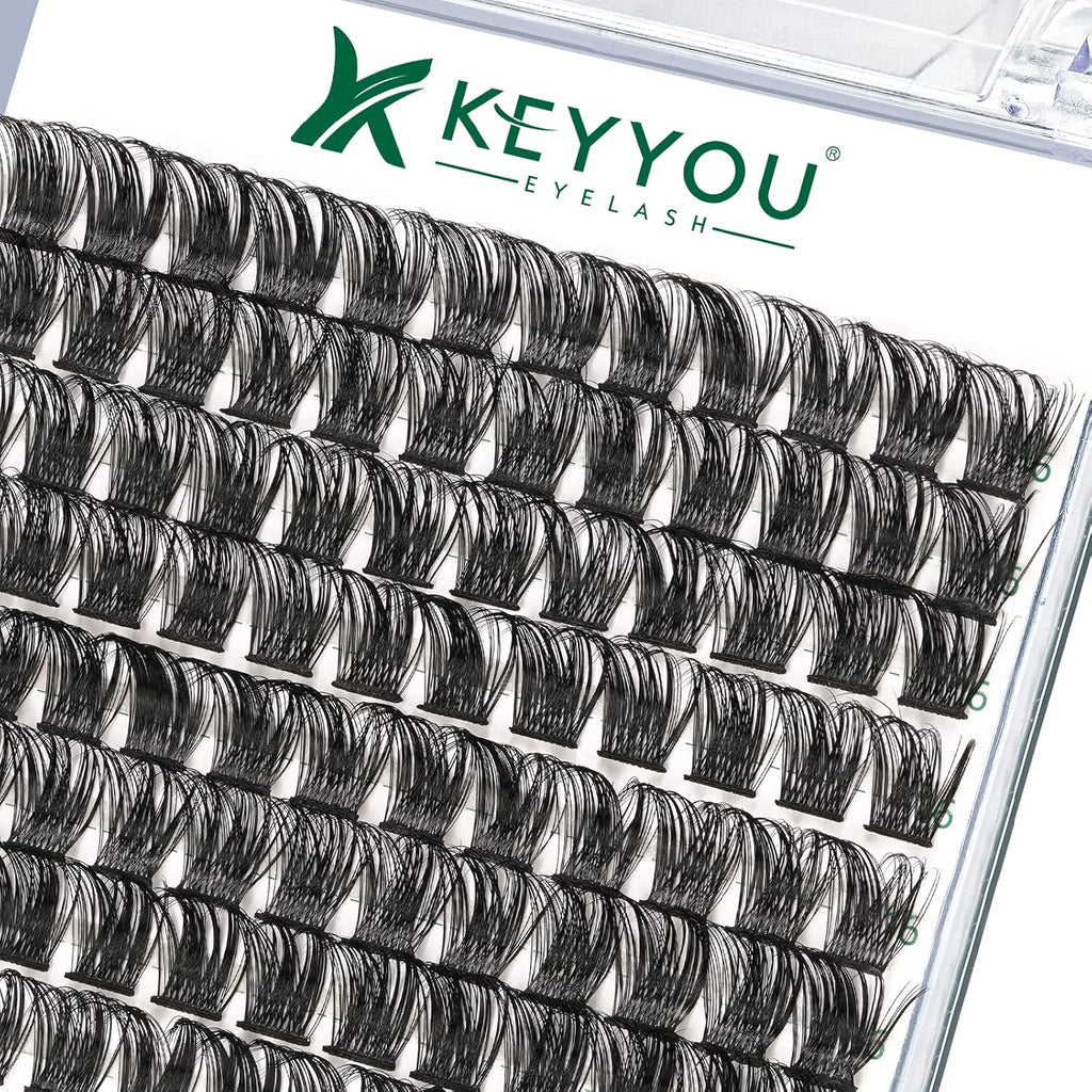 Lash Clusters,96 Pcs Cluster Lashes D Curl 16mm DIY Lash Extensions Eyelash Clusters,KEYYOU Volume Wispy Individual Lashes Soft&Comfortable Easy DIY at Home(Y06,D-16mm)
