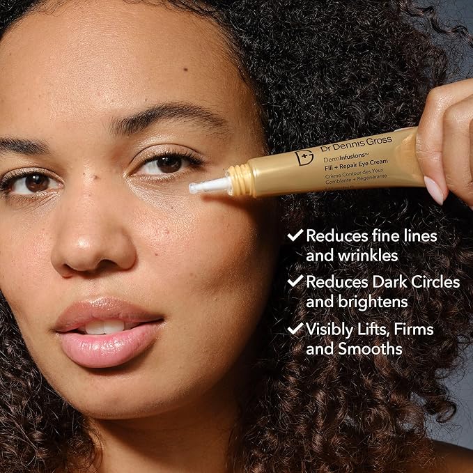 Dr Dennis Gross DermInfusions Fill + Repair Eye Cream: Hydrating & Brightening Treatment for Dark Circles, Fine Lines & Wrinkles, Firms & Smooths 360° Eye Area, 0.5 Oz