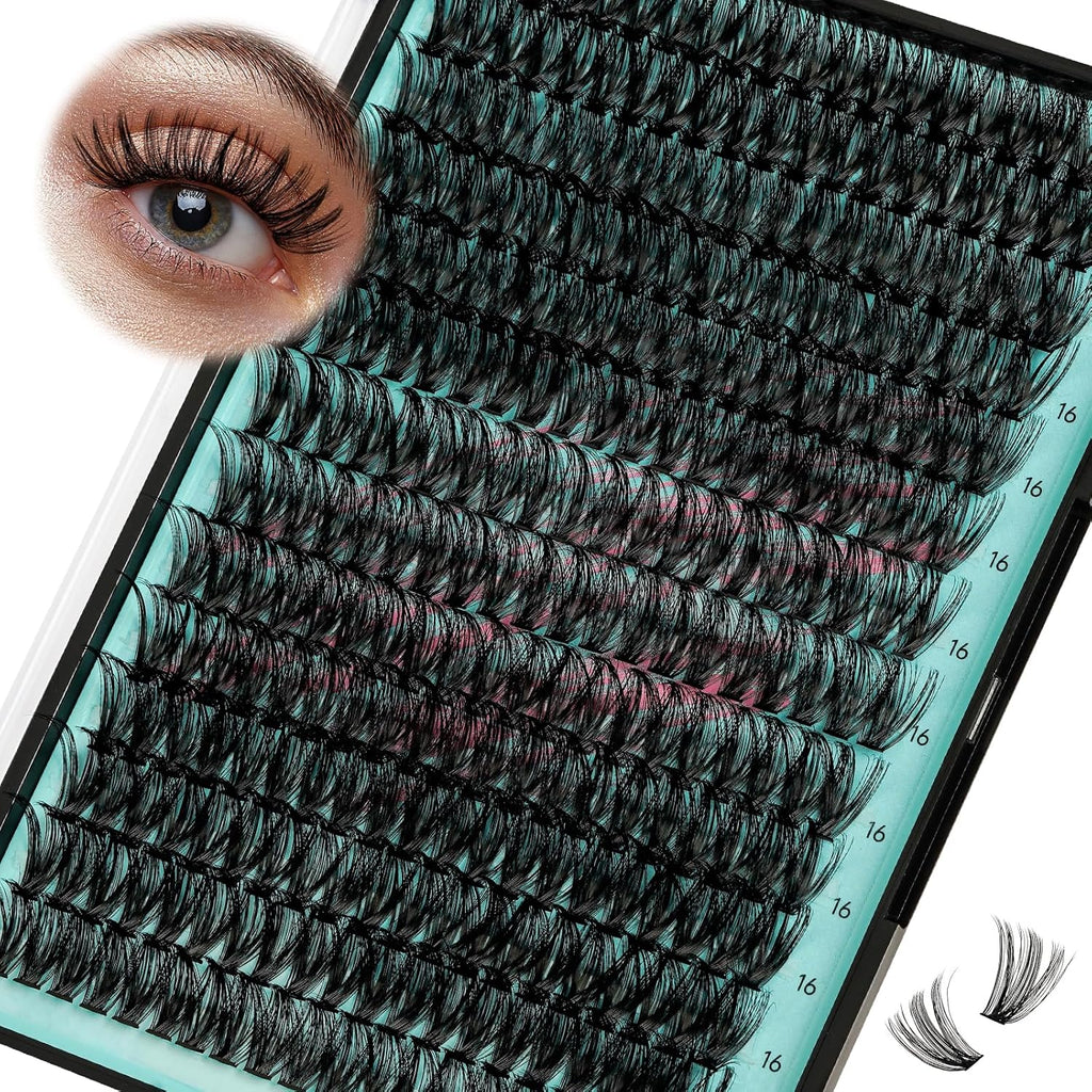 Lash Clusters Wispy 280PCS Eyelash Extension 50D Cluster Lashes Individual Lashes DIY Lash Extension Natural Look Cluster Eyelash Extensions Soft False Eyelashes at Home for Beginners(16mm)