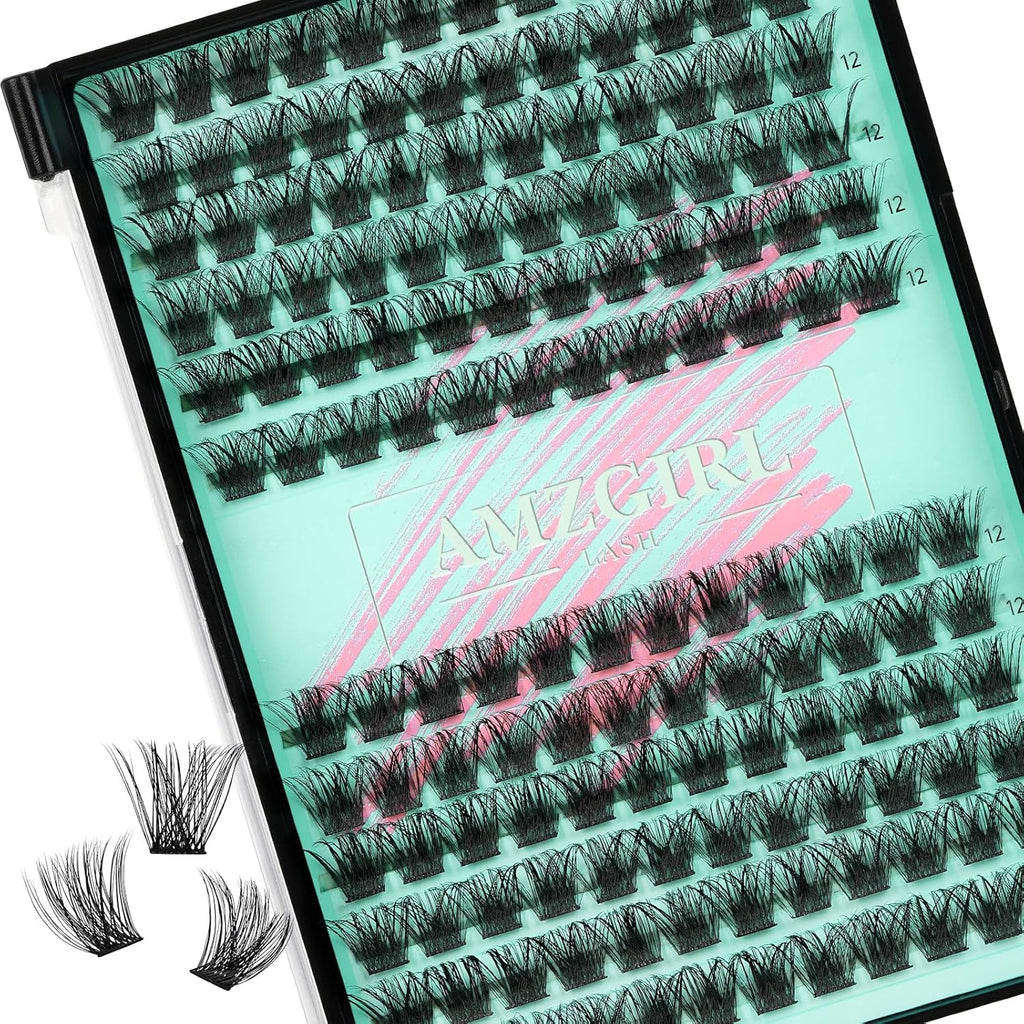 Wispy Lash Clusters Eyelash Extensions 144pcs Individual Lashes Cluster 12mm C Curl Fake Eyelash with Thin Band DIY Cluster Lashes At Home For Beginners (C-12mm)