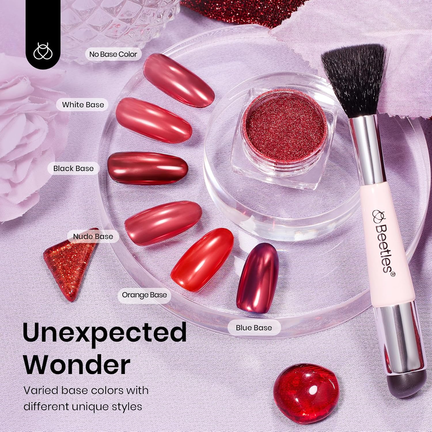 Beetles Red Chrome Nail Powder Metallic Mirror Effect Nail Chrome Powder Mermaid Glitter Red Gel Polish Nail Art DIY Decoration Gifts for Women