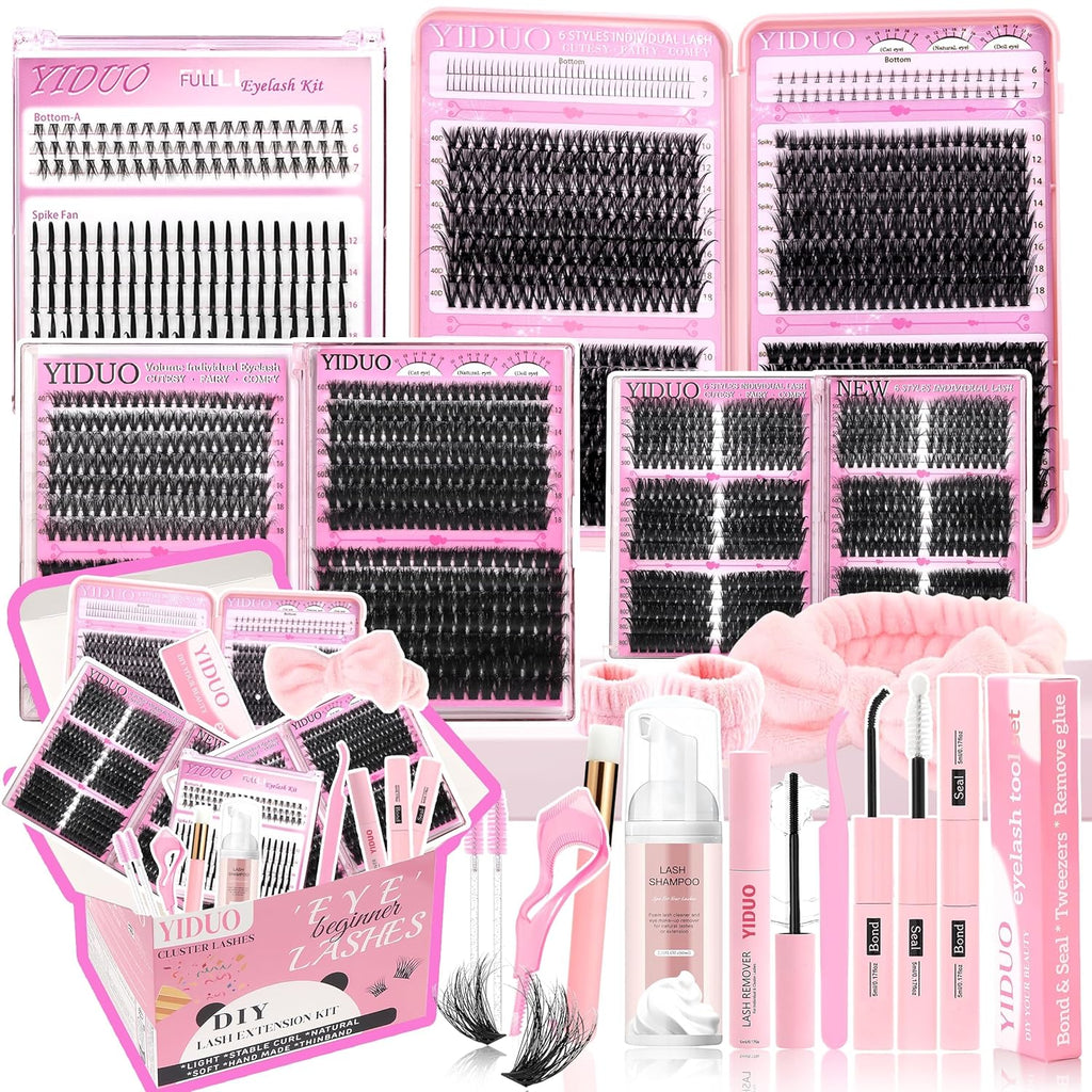 Lashes Clusters Kit 1846Pcs Bulk Packs Volume False Eyelash Extensions D Curl Wispy Individual Eyelashes, Volume Studio Effect, Wholesale Large Pack with Glue&Seal|Tweezers|Removers|Cleanser