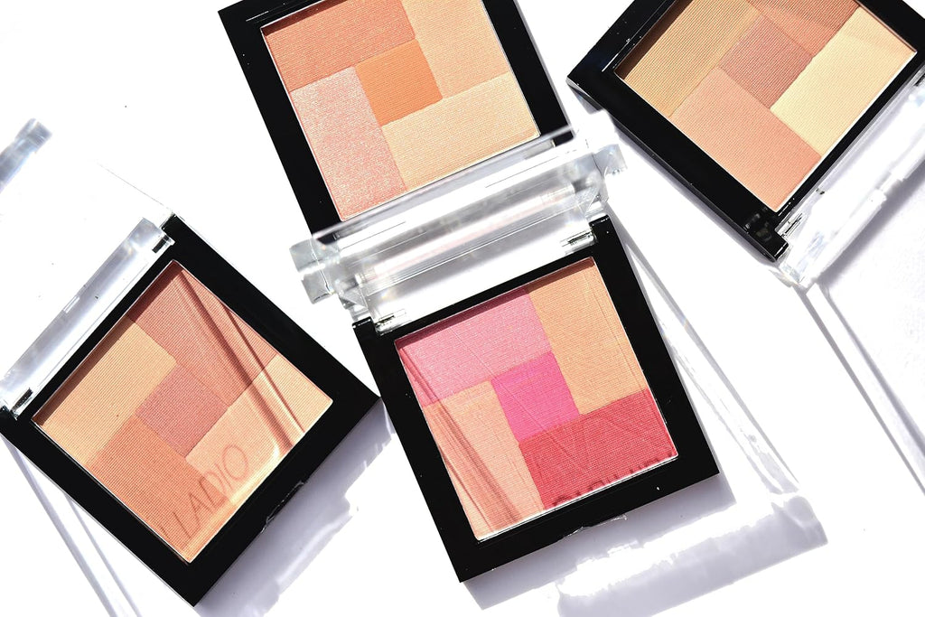 Palladio 2-In-1 Mosaic Blush and Bronzer, Silky Smooth Face Makeup Pressed Powder, Five Color Hues from Shimmering Pinks to Golden Browns, Rich Pigmented Shades, Flawless Finish, Desert Rose, 0.3 Oz