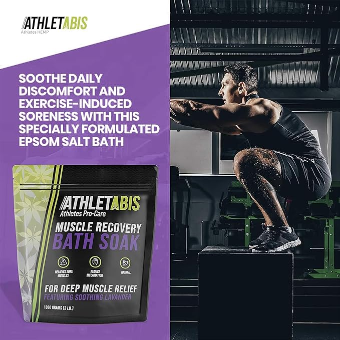 Epsom Salt for Soaking - Sore Muscle Soak, [3lb] Magnesium & Hemp Oil Bath Salts for Sore Muscle Relief, Post-Workout, Relaxation, & Foot Soak – for Women & Men (Lavendar)