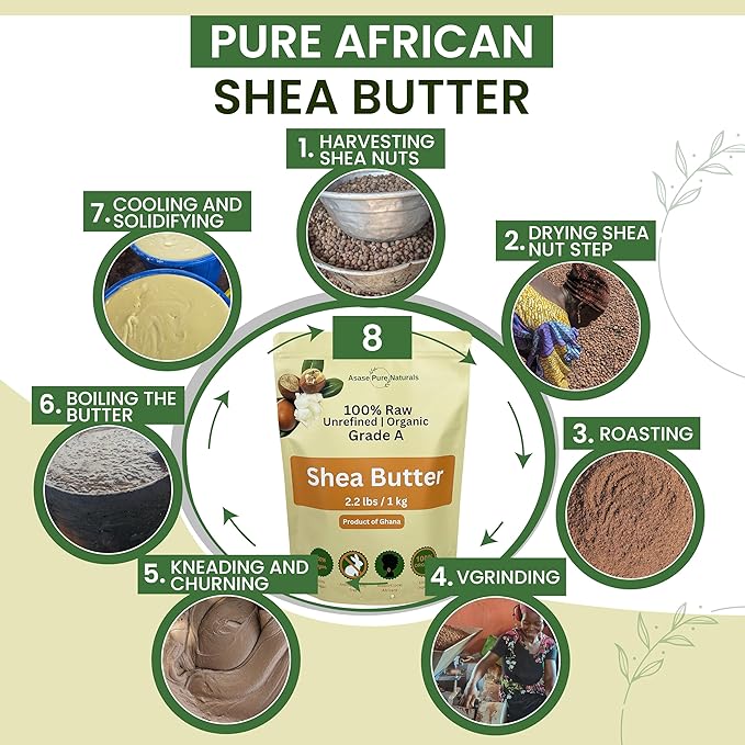 Shea butter, 1 KG, Raw, Unrefined, Grade A, Hand made, Ivory, Ghana Africa, Great for Hair, Skin, Nourish and moisturize, Body butter