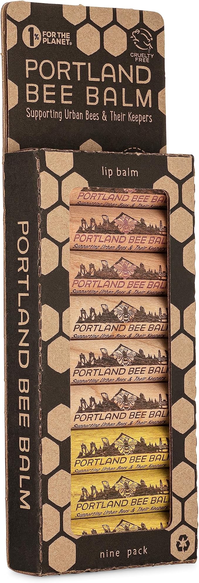 Portland Bee Balm All Natural Handmade Beeswax Based Lip Balm Unscented, Yuzu Citrus and Lavender Assortment 9 Count