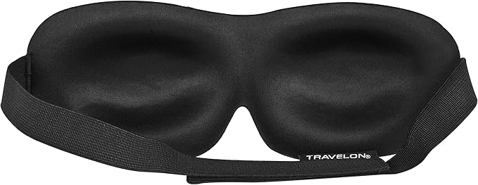 Travelon 12768 Travel Sleep Mask with Domed Eye Cup Black