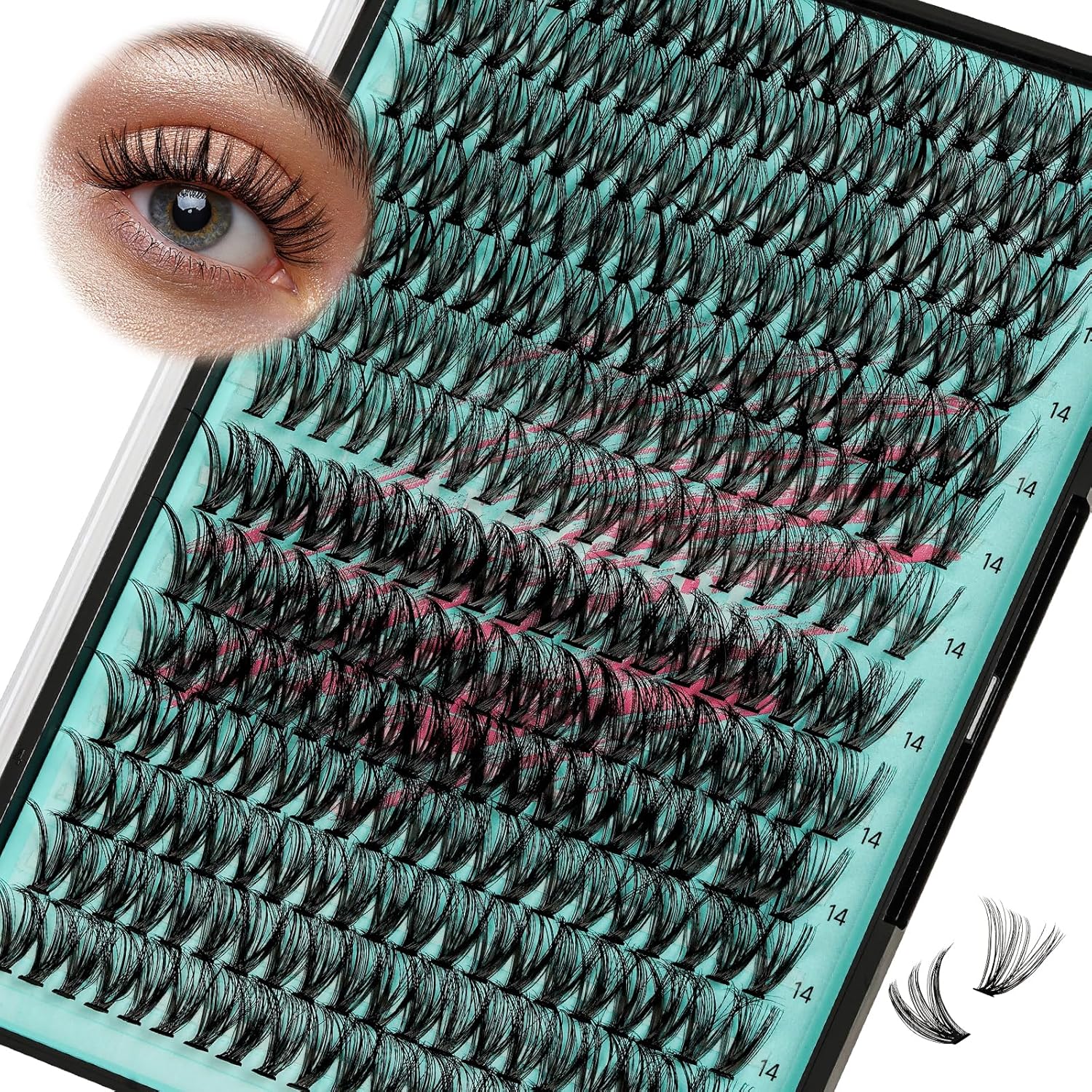 Lash Clusters Wispy 280PCS Eyelash Extension 30D 40D Cluster Lashes Individual Lashes DIY Lash Extension Natural Look Cluster Eyelash Extensions Soft False Eyelashes at Home for Beginners(14mm)