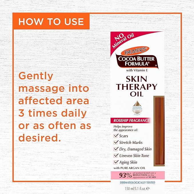 Palmer's Cocoa Butter Formula Skin Therapy Moisturizing Body Oil with Vitamin E, Rosehip Fragrance, 5.1 Ounces