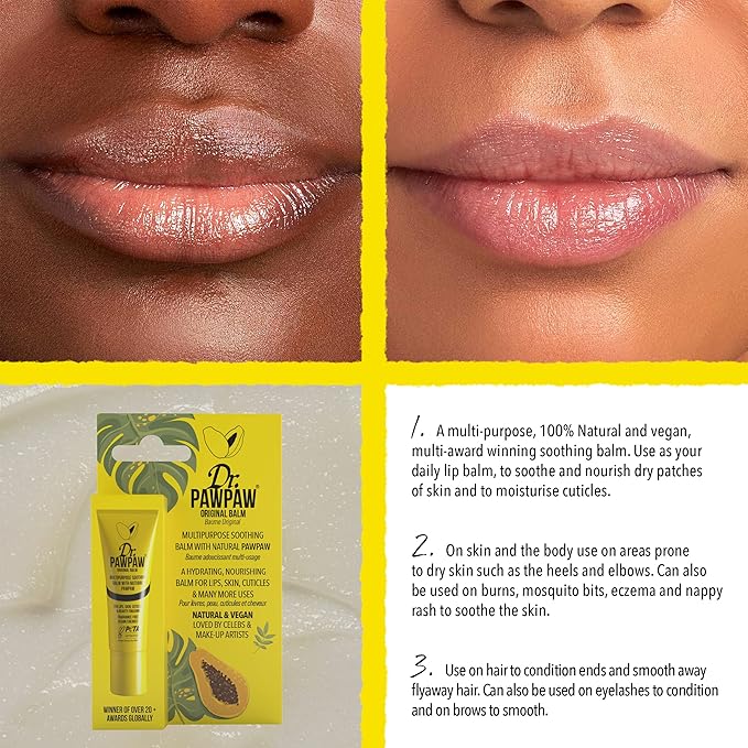 Dr. PawPaw Multipurpose Original Balm Set - Hydrating Lip Balm with Pawpaw, Aloe Vera and Olive Oil - Moisturizer for Lips, Skin and Hair - 3 pc