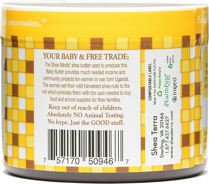 Shea Terra Organics Mama and Baby Collection | Bananas & Monkey Bread Baby Butter | Non Toxic All Natural Emollient with Baobab and Shea Butter for Cradle Cap, Rashes, Diaper Area and Dry Skin – 6oz