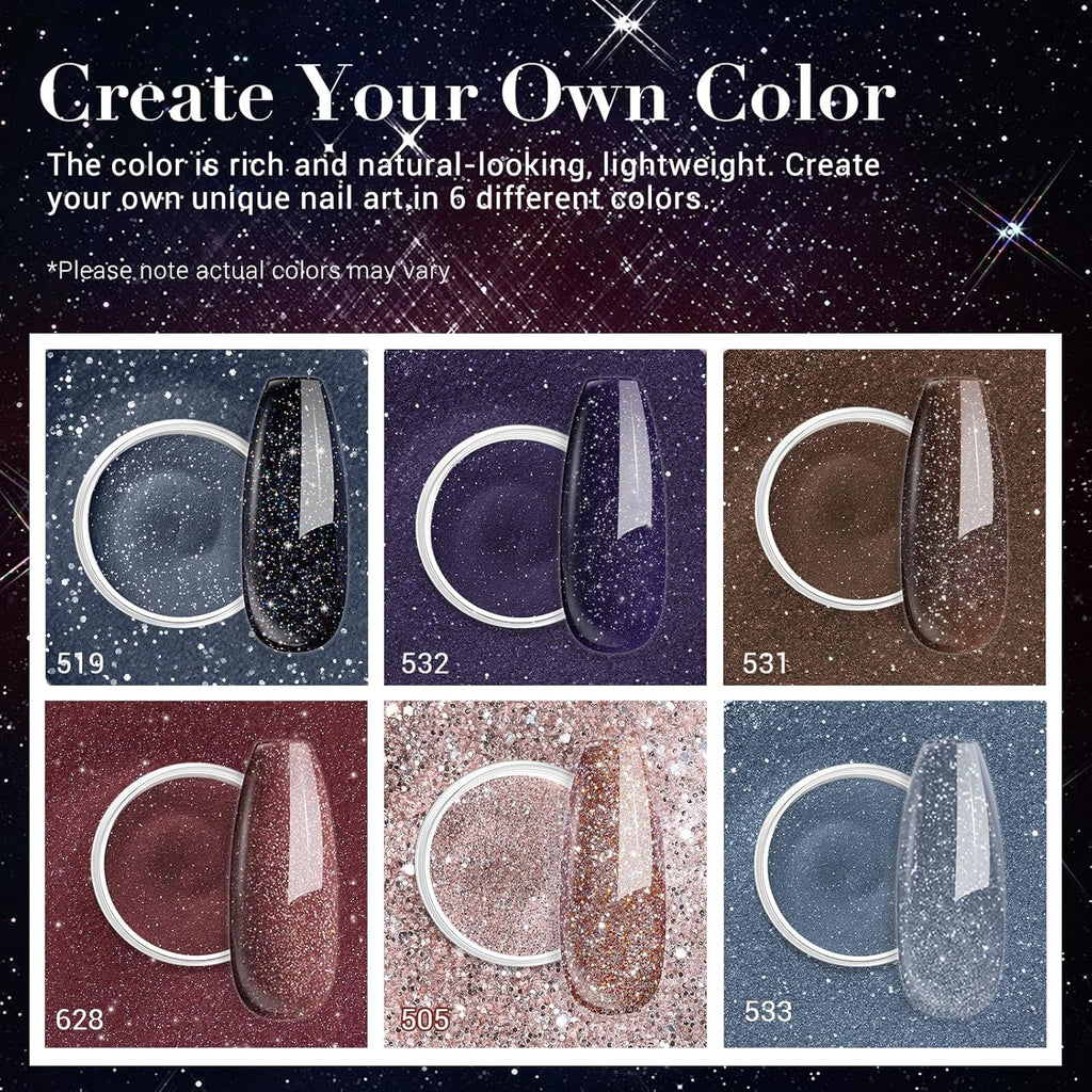 AZUREBEAUTY Dip Powder Nail Set 6 Colors Dark Light Blue Purple Brown Wine Red Shimmery Sparkle Shiny Fall Winter Dipping Powder Starter Kit French Nail Art Manicure Salon No Need Nail Lamp Cured