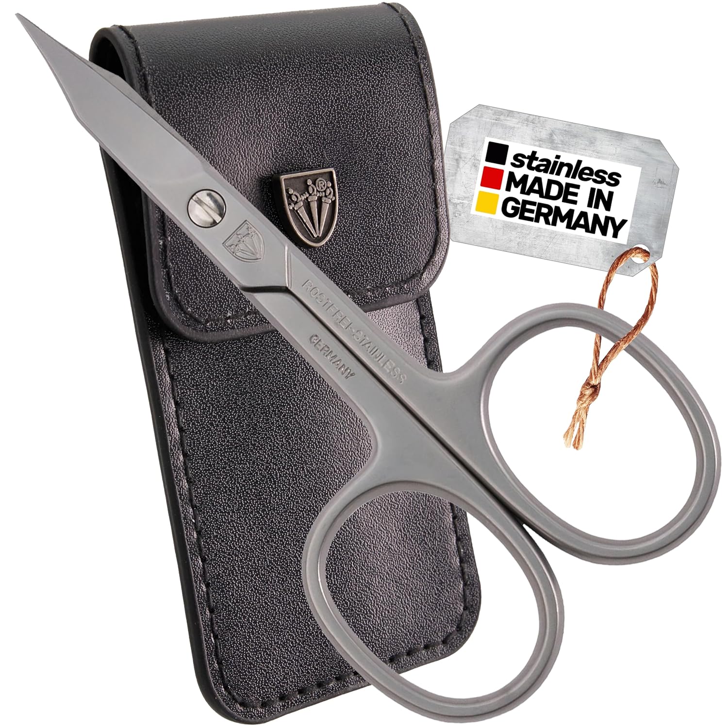 3 Swords Germany - brand quality STAINLESS STEEL INOX CURVED COMBINED CUTICLE & NAIL SCISSORS (1 PIECE) with case for manicure pedicure - nail care by 3 Swords - Made in Germany