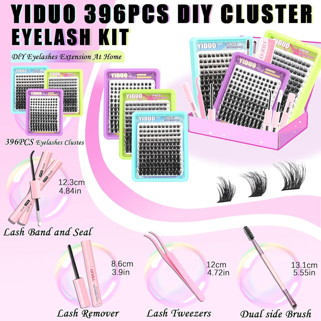 3 Styles Lash Clusters Kit Bulk Packs with 2×Bond&Seal Volume/Manga/ultra/Dramatic Eyelash Extensions 8-18mm lashes Clusters Kit Wispy D Curl Individual Fake Eyelashes Kit DIY at Home Easily