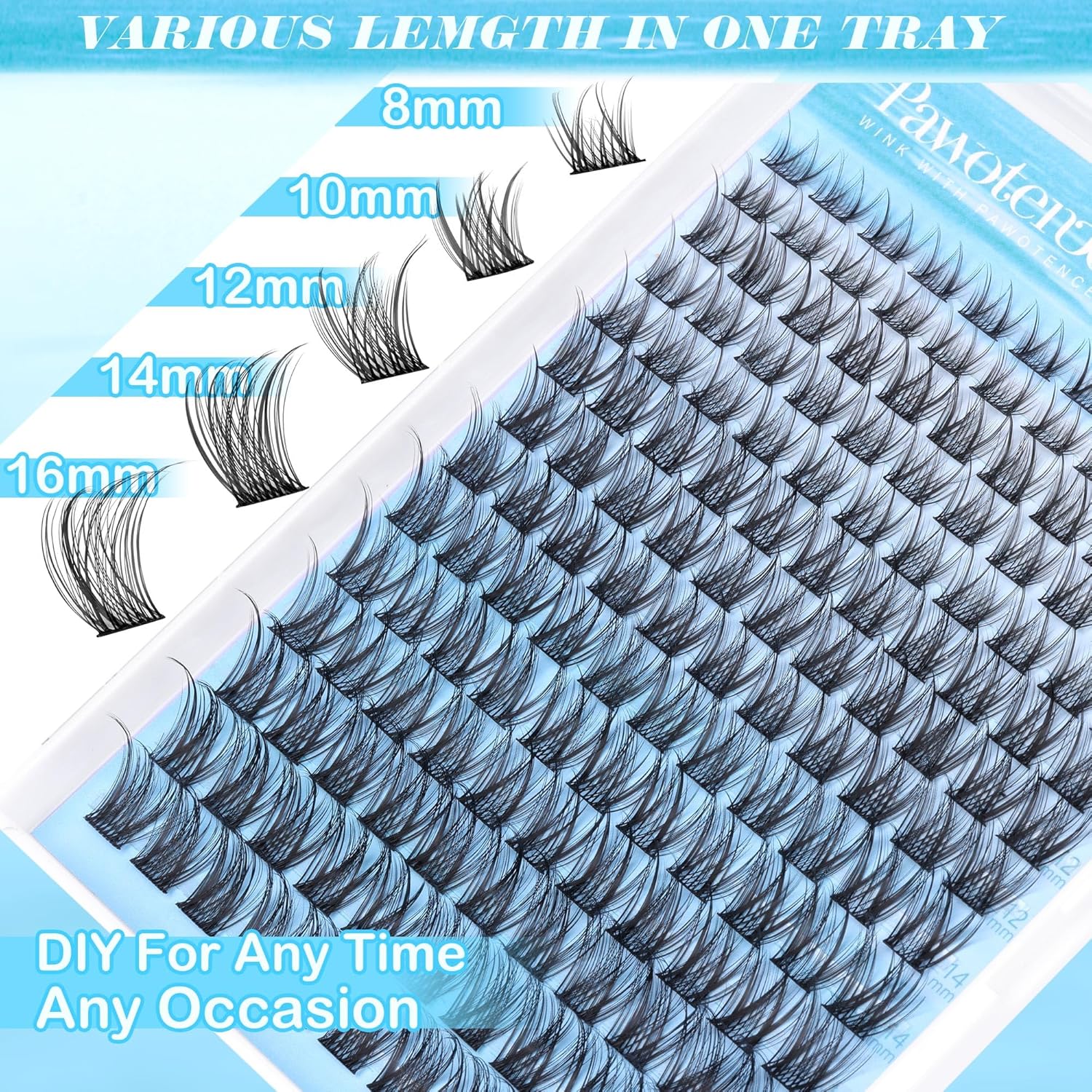 Pawotence Wispy Lash Clusters Natural Cluster Eyelash Extensions 154pcs Individual Lashes 8-16mm Cluster Lashes Extension DIY False Eyelashes Soft Comfortable Natural Eyelash Clusters with Thin Band
