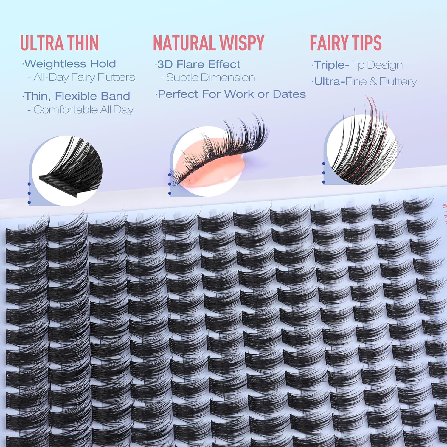 Pawotence Fairy Lash Clusters Manga Eyelash Clusters 10-18mm Wispy Lashes Cluster Eyelash Extensions 144pcs Anime Individual Cluster Lashes Wispy