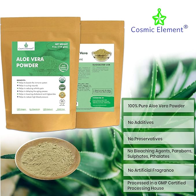 100% Pure Calcium Bentonite Clay Powder | Skin Care Detox - Deep Pore Cleansing Face & Body 4 oz & Aloe Vera Powder - Hydrating After Sun Care | for Face, Body, Skin & Hair care -4oz