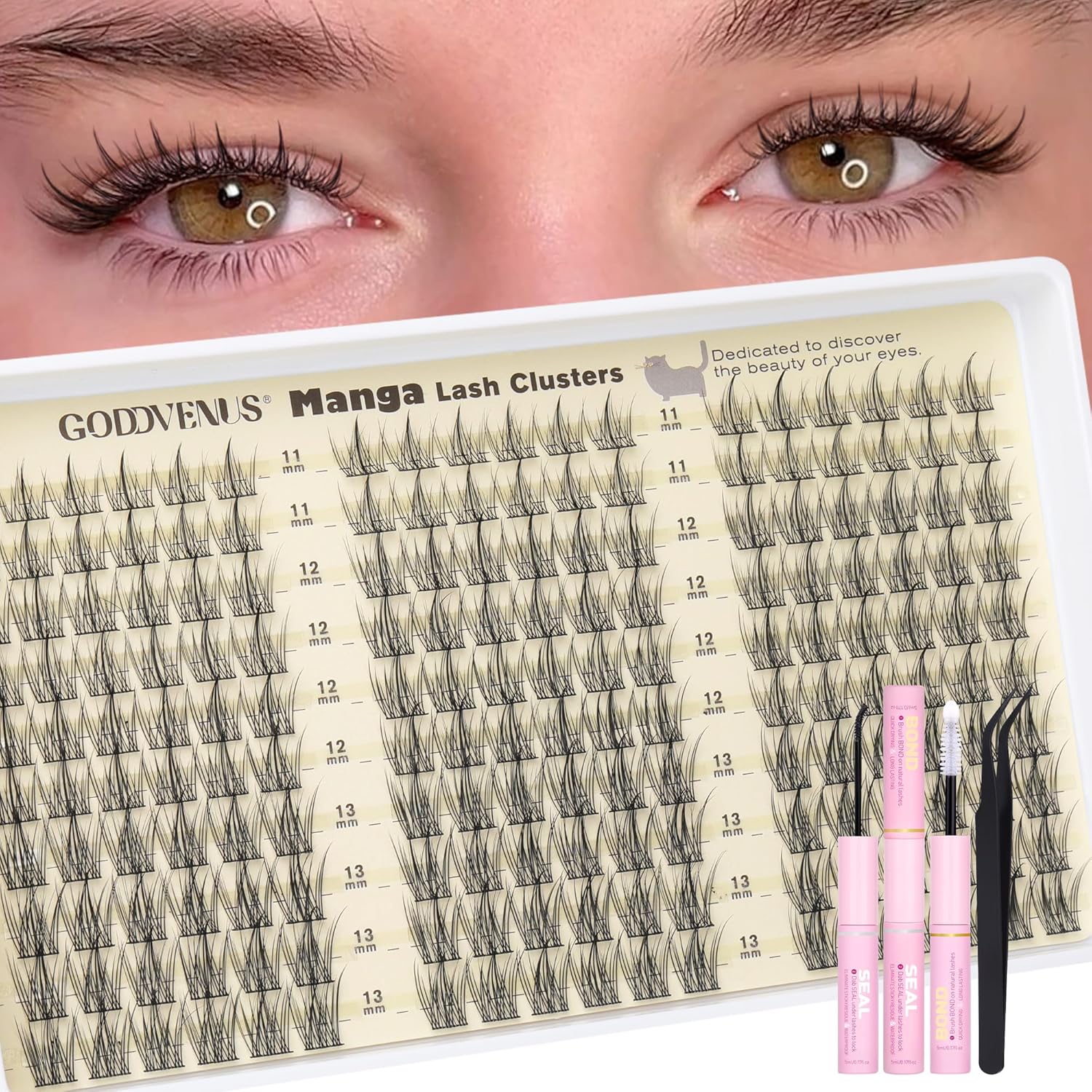 Natural Lash Clusters Kit Wispy Eyelash Clusters Fairy Cluster Eyelash Extensions Kit C Curl Lash Extension Kit Waterproof Individual Lashes (With Tweezers)