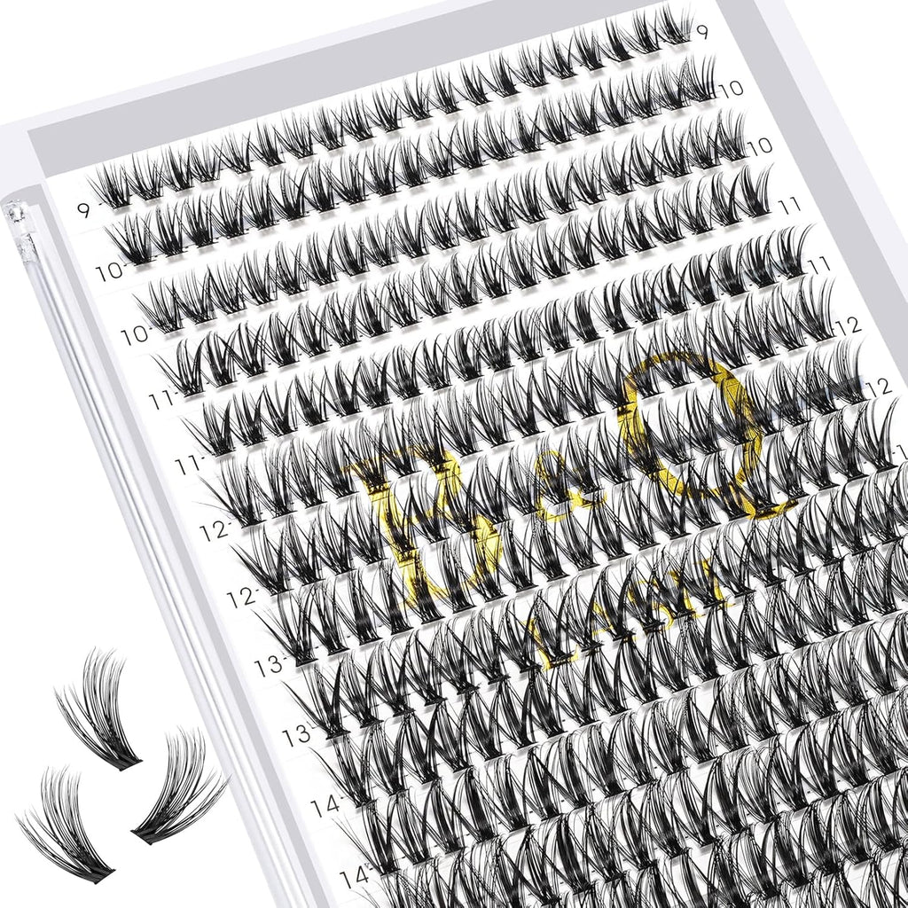 B&Q Lash Clusters 40D-C-9-16MIX Individual Lashes 280 Clusters Manga Lashes False Eyelash Lash Clusters Extensions DIY Eyelash Extensions at Home (40D-C,9-16MIX)