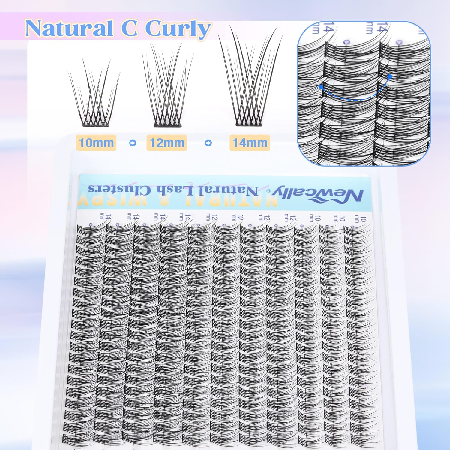 Natural Lash Extension Kit Cluster Lashes Kit Cluster Eyelash Extension Kit 220Pcs C-curly DIY Eyelash Extension Kit Short 10-14MM Individual Lashes Kit with Lash Remover by Newcally