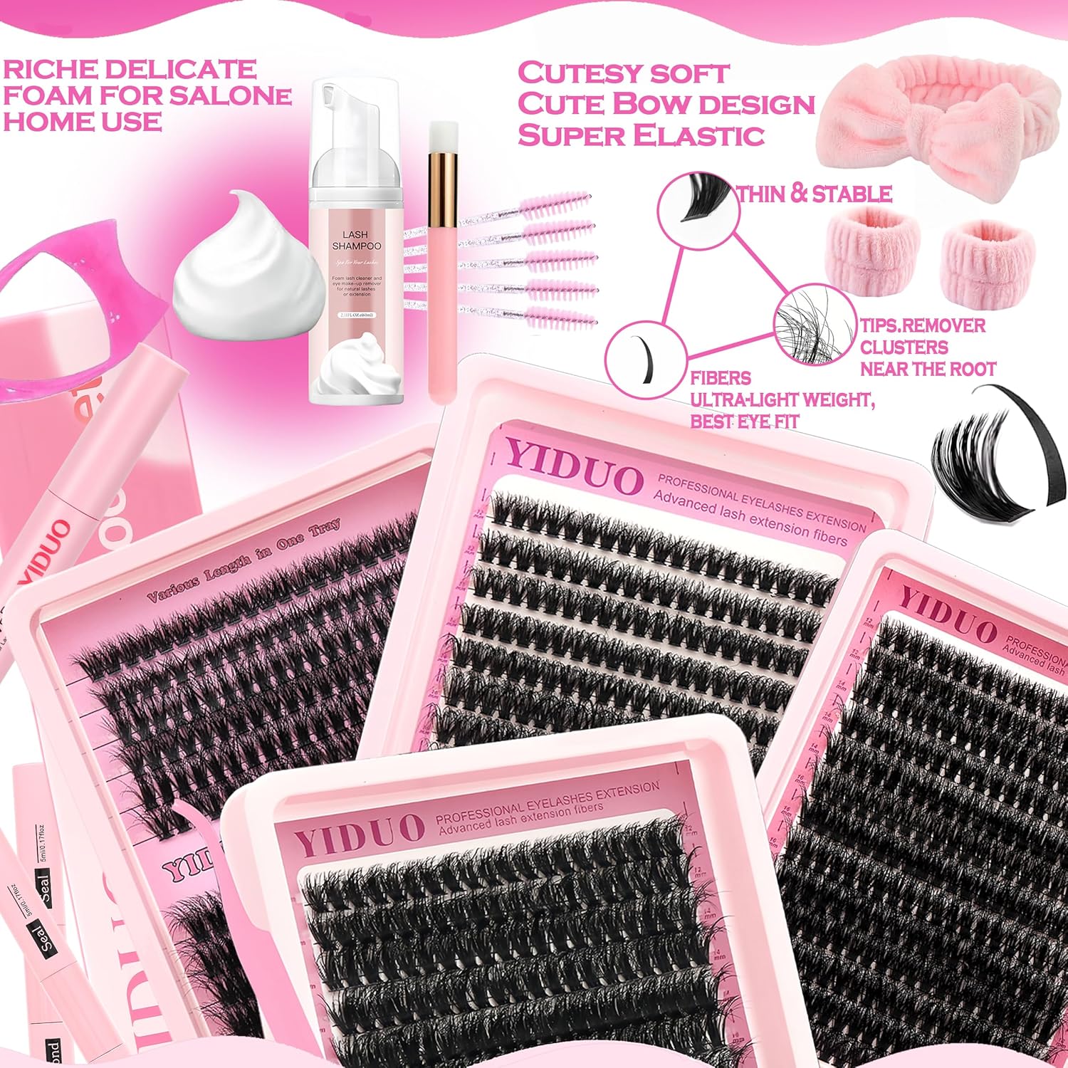 994Pcs Bulk Packs Lashes Clusters Kit Volume False Eyelash Extensions D Curl Wispy Individual Fake Eyelashes, Volume Studio Effect, Wholesale Large Pack with Glue&Seal|Tweezers|Removers|Cleanser