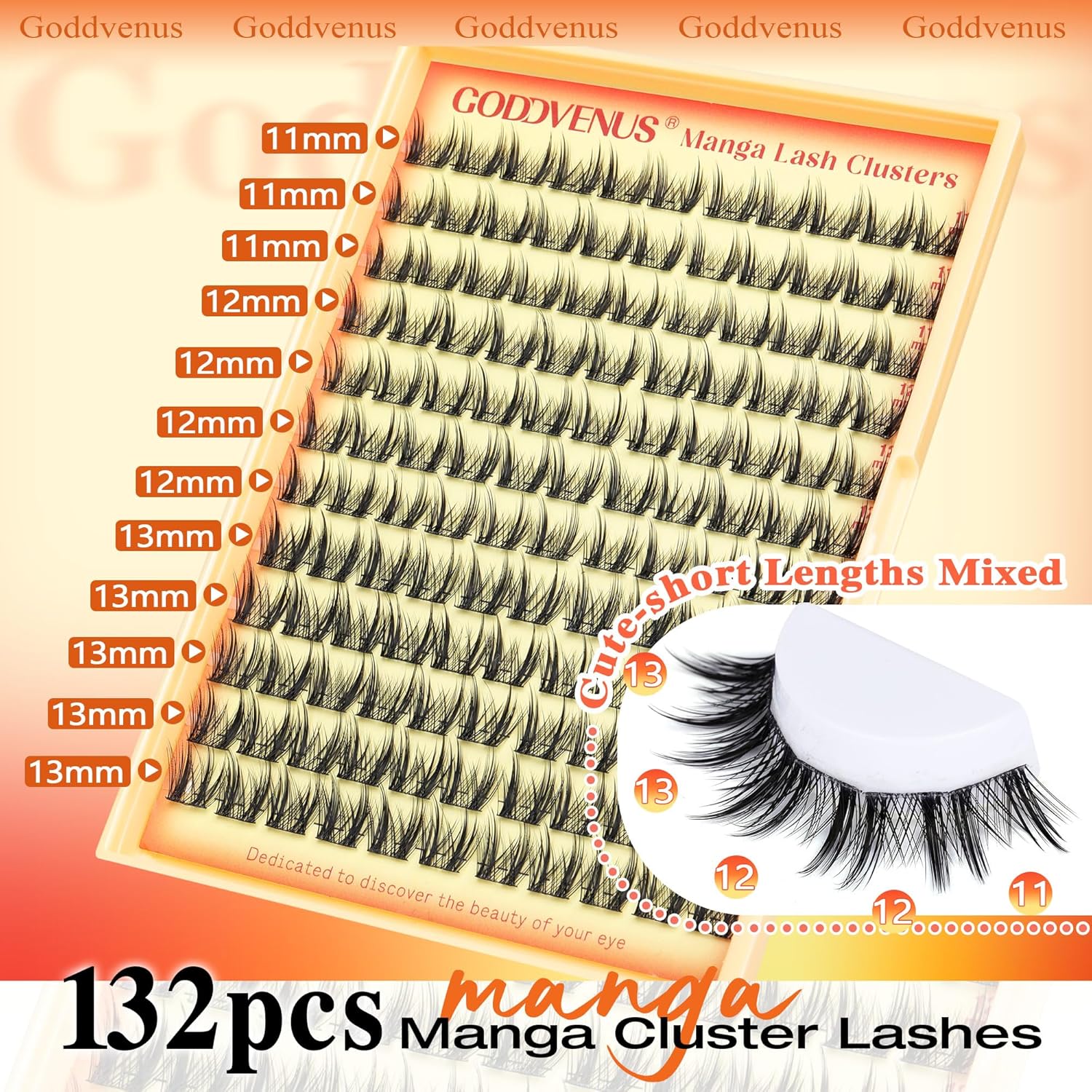 Manga Lash Clusters Wispy Natural Cluster Eyelash Extensions with Widespan Design Anime Eyelash Clusters (11-13mm Mixed)