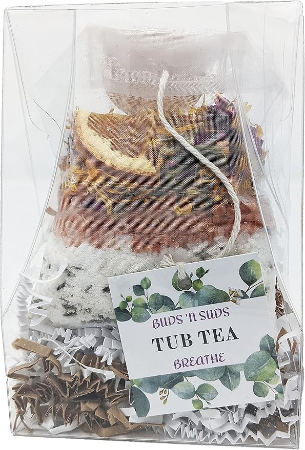 Tub Tea Natural & Organic Floral with Bath Salts- Handmade Herbal Soak for Relaxation & Muscle Relief! Self Soothing Bath Experience! These Tub Tea Herbal Bath Bags Make Great Gifts! (Pack of 1)