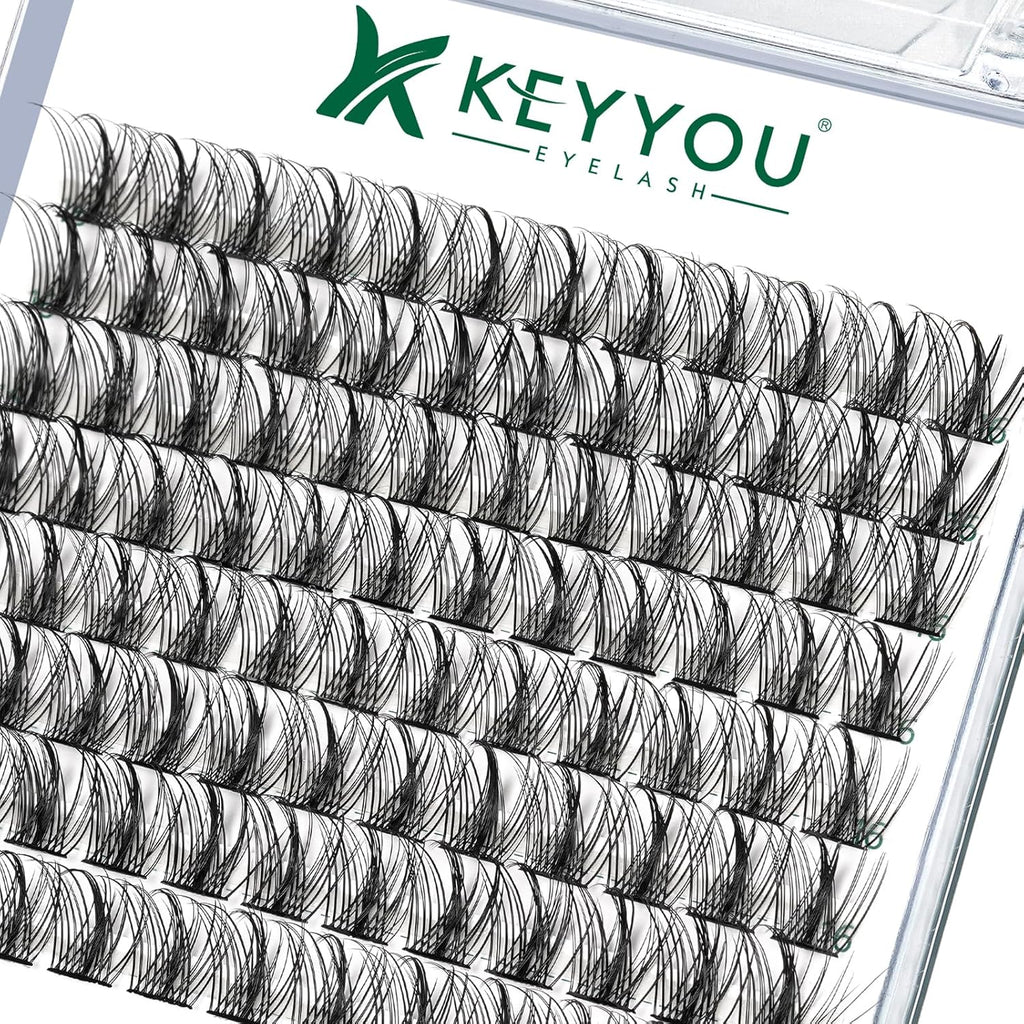 Lash Clusters,96 Pcs Cluster Lashes D Curl 16mm DIY Lash Extensions Eyelash Clusters,KEYYOU Volume Wispy Individual Lashes Soft&Comfortable Easy DIY at Home(Y09,D-16mm)