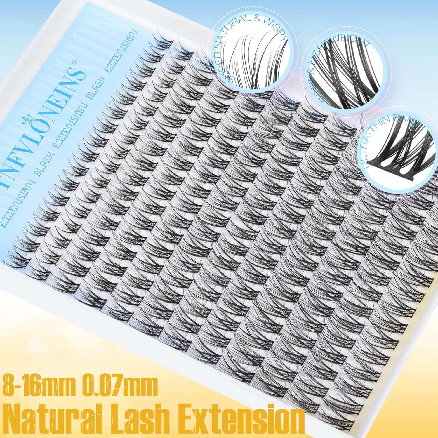 TNFVLONEINS Wispy Lash Clusters Kit Natural Lash Extension Kit C curl Eyelash Extension Kit Short Cluster Eyelash Extensions Soft Individual Lashes Kit Eyelash Clusters with Bond and Seal and Tweezers