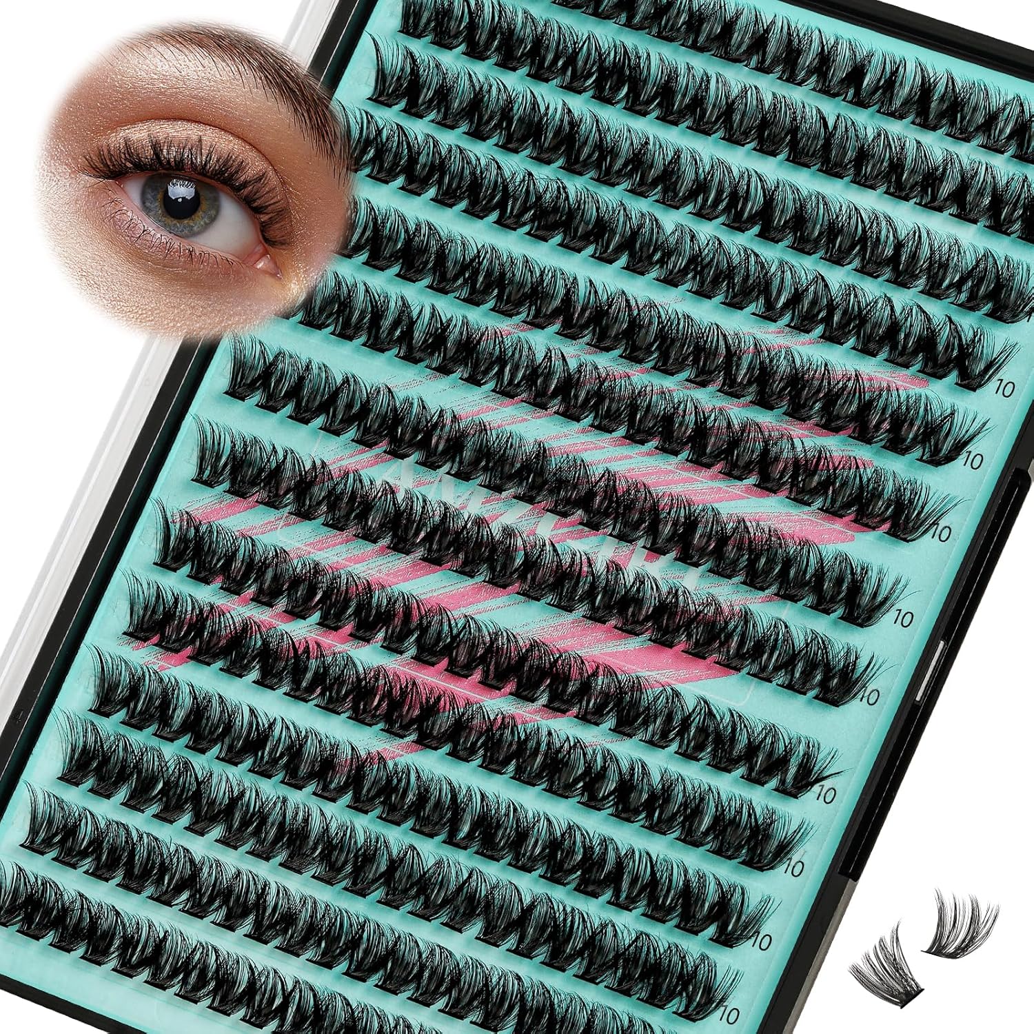 Lash Clusters Wispy 280PCS Eyelash Extension 40D 50D Cluster Lashes Individual Lashes DIY Lash Extension Natural Look Cluster Eyelash Extensions Soft False Eyelashes at Home for Beginners(10mm)